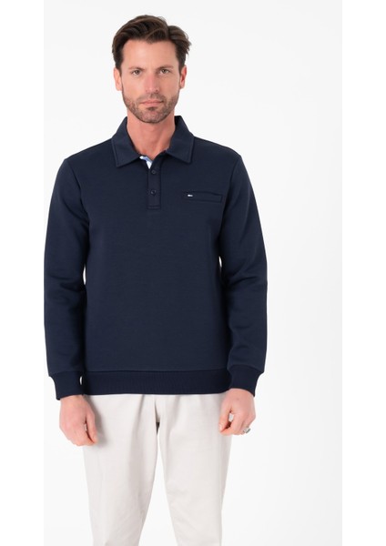 Regular Fit Polo Yaka Cepli Pamuklu Erkek SWEATSHIRT-SW-1102