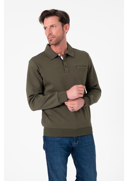 Regular Fit Polo Yaka Cepli Pamuklu Erkek SWEATSHIRT-SW-1102