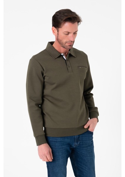 Regular Fit Polo Yaka Cepli Pamuklu Erkek SWEATSHIRT-SW-1102