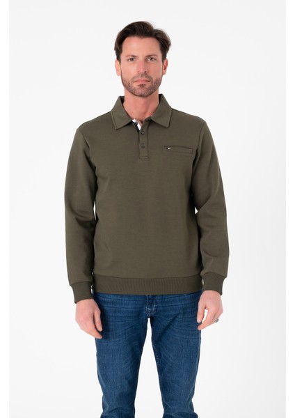 Regular Fit Polo Yaka Cepli Pamuklu Erkek SWEATSHIRT-SW-1102