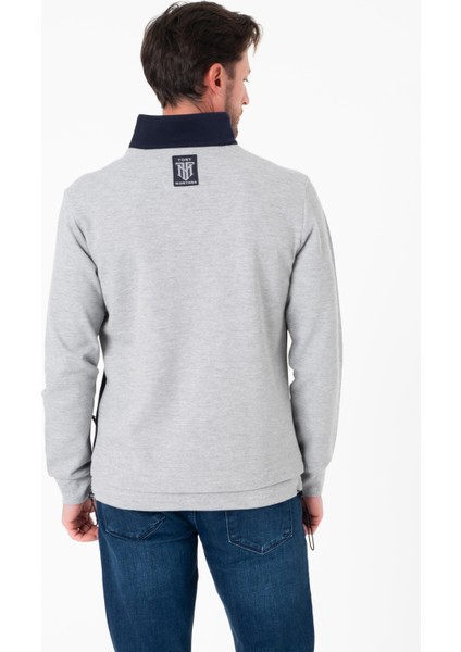Regular Fit 3 Cepli Yandan Büzgülü Dik Yaka Pamuk Erkek SWEATSHIRT-PIN-1043 indirimleri