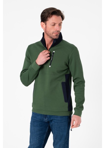 Regular Fit 3 Cepli Yandan Büzgülü Dik Yaka Pamuk Erkek SWEATSHIRT-PIN-1043 modelleri