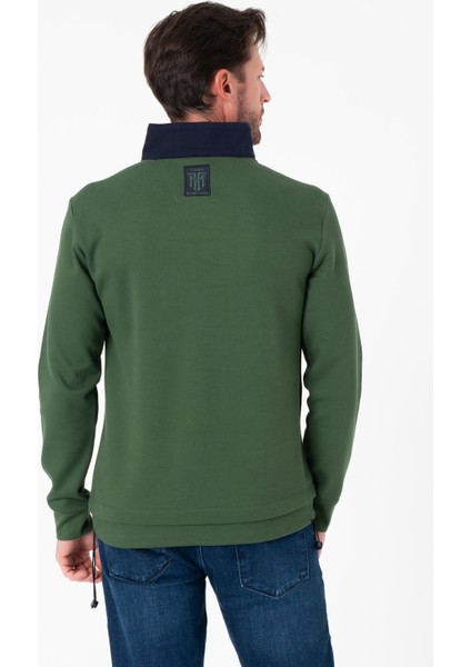 Regular Fit 3 Cepli Yandan Büzgülü Dik Yaka Pamuk Erkek SWEATSHIRT-PIN-1043 indirimleri
