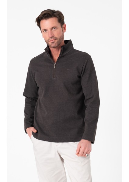 Luxury Tech Regular Kalıp Dik Yakalı Yarım Fermuarlı Erkek SWEATSHIRT-SW-1099