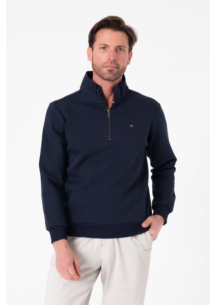Pamuklu Dik Yaka Yarım Fermuarlı Regular Fit Erkek SWEATSHIRT-SW-1095