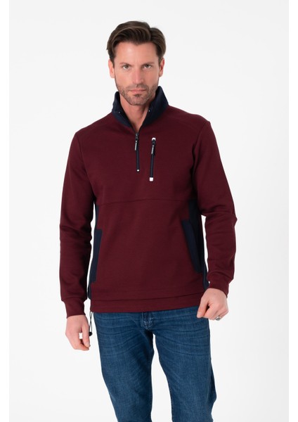 Regular Fit 3 Cepli Yandan Büzgülü Dik Yaka Pamuk Erkek SWEATSHIRT-PIN-1043 modelleri