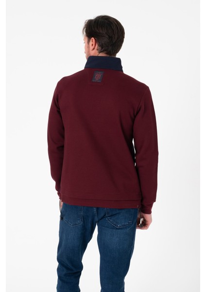 Regular Fit 3 Cepli Yandan Büzgülü Dik Yaka Pamuk Erkek SWEATSHIRT-PIN-1043 fırsatları