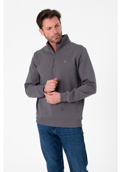 Pamuklu Dik Yaka Yarım Fermuarlı Regular Fit Erkek SWEATSHIRT-SW-1095