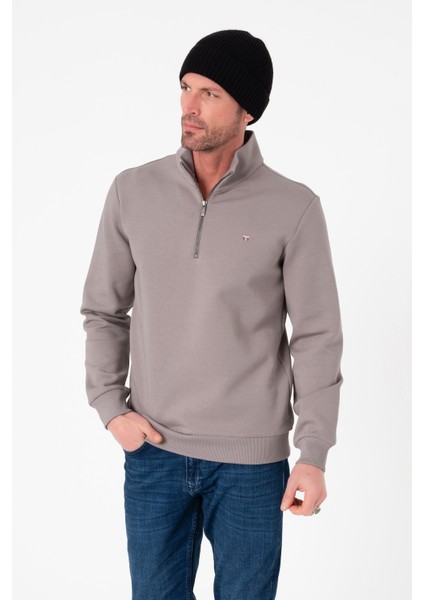 Pamuklu Dik Yaka Yarım Fermuarlı Regular Fit Erkek SWEATSHIRT-SW-1095