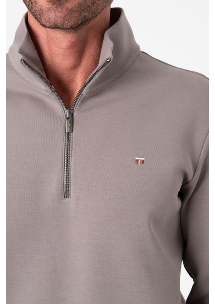 Pamuklu Dik Yaka Yarım Fermuarlı Regular Fit Erkek SWEATSHIRT-SW-1095