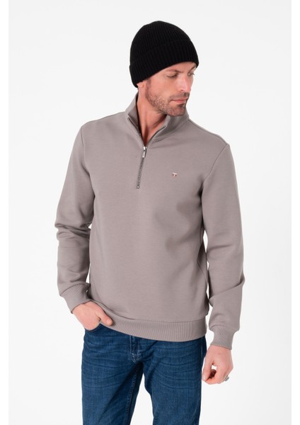 Pamuklu Dik Yaka Yarım Fermuarlı Regular Fit Erkek SWEATSHIRT-SW-1095
