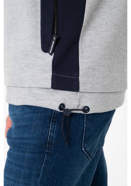 Regular Fit 3 Cepli Yandan Büzgülü Dik Yaka Pamuk Erkek SWEATSHIRT-PIN-1043