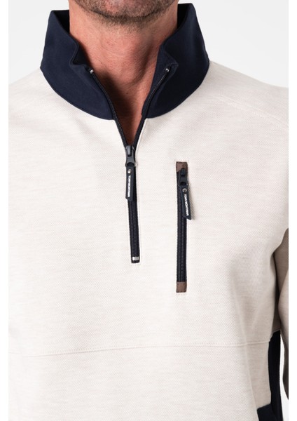 Regular Fit 3 Cepli Yandan Büzgülü Dik Yaka Pamuk Erkek SWEATSHIRT-PIN-1043