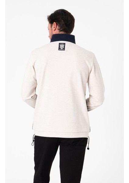 Regular Fit 3 Cepli Yandan Büzgülü Dik Yaka Pamuk Erkek SWEATSHIRT-PIN-1043