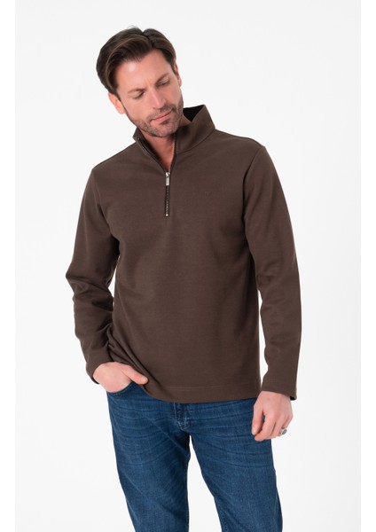 Luxury Tech Regular Kalıp Dik Yakalı Yarım Fermuarlı Erkek SWEATSHIRT-SW-1099