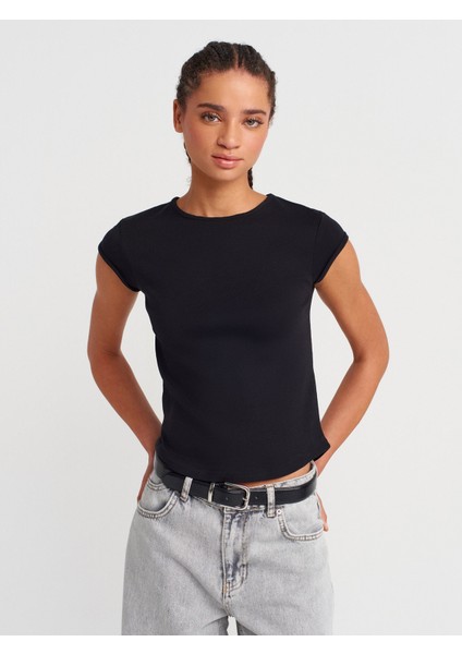 31779 Bisiklet Yaka Basic T-Shirt-Siyah