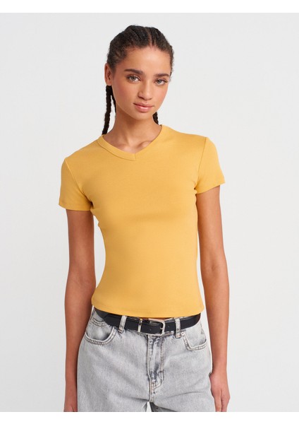 31673 V Yaka T-Shirt-Siyah