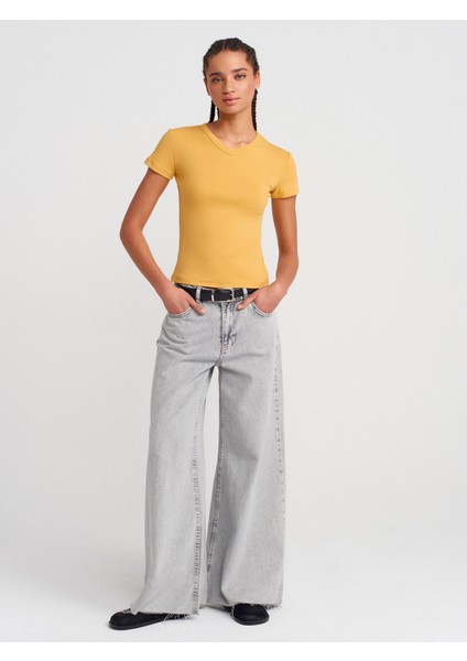 31673 V Yaka T-Shirt-Siyah fırsatları