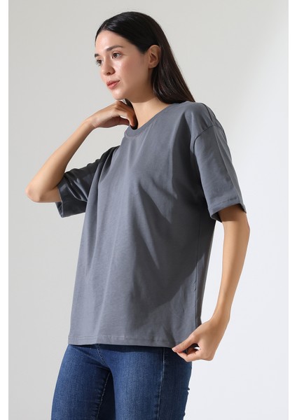 Penye Kompakt Ağır Kumaş Yaka Kaşkorseli Kısa Kol T-Shirt 21667 Siyah