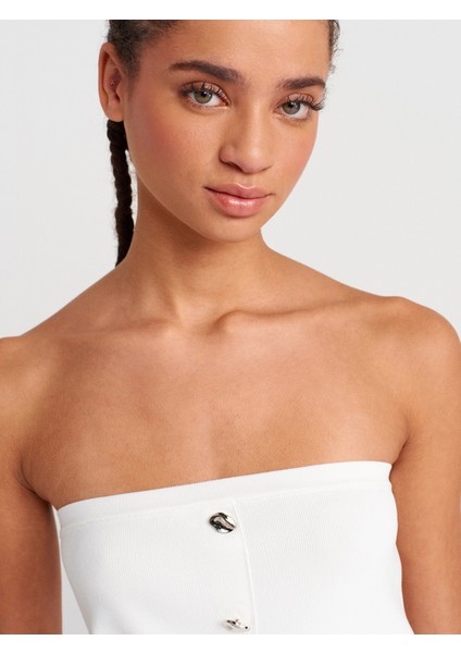 10739 Straplez Düğmeli Triko Top-Ekru modelleri