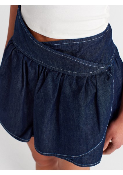 80577 Anvelop Mini Denim Etek-Lacivert modelleri