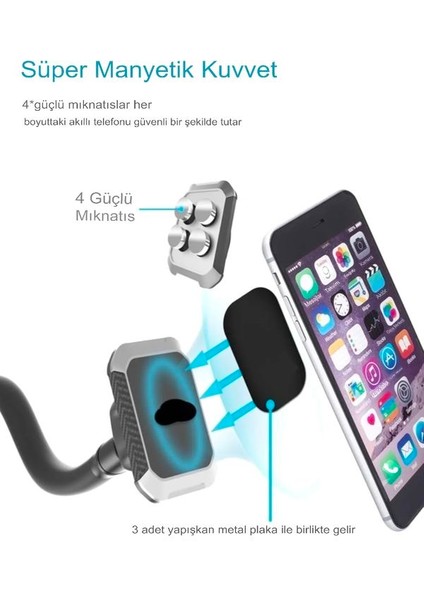 FHD07 Neodimyum Araç Telefon Tutucu Universal Manyetik Mıknatıslı Yapışkanlı Telefon Standı Siyah fiyatları