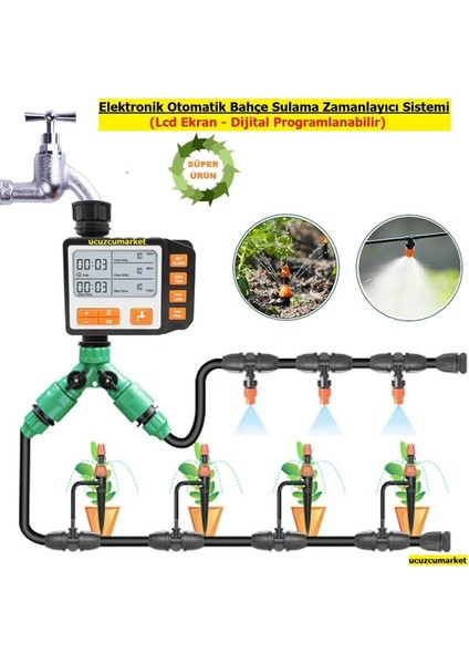 Otomatik Sulama Saati Zamanlayıcısı Bahçe Sulama Elektronik Sistemi (Lcd Ekran - Dijital Programlanabilir)