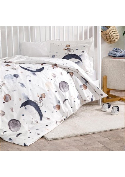 Ranforce Bebek Nevresim Takımı Cute Space Krem