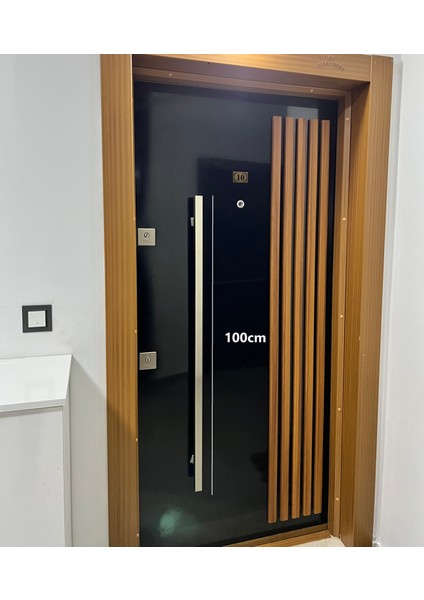 Çelik Kapı Çekme Kolu Tutma Kolu 100 cm Iki Delik Mesafesi Ayarlanabilir Sistem 100CM Renk:saten