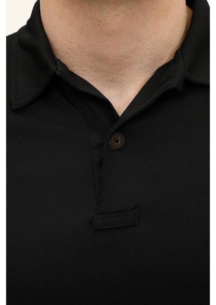 Kısa Kollu Taktik Polo Yaka Tişört, Siyah Renk