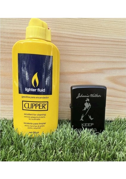 Metal Benzinli Çakmak Johnnie Walker + Clipper Benzin 80 ml