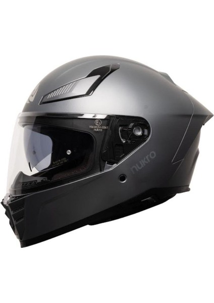 853 Solid Matt Silver Full Face Motosiklet Kaskı