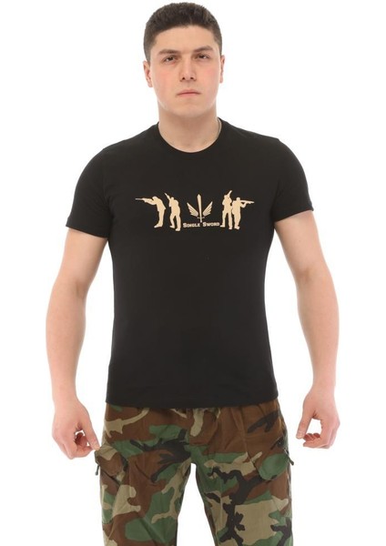Bisiklet Yaka Kısa Kollu Baskılı Kadın&Erkek T-Shirt, Haki Renk, %100 Pamuk fiyatları