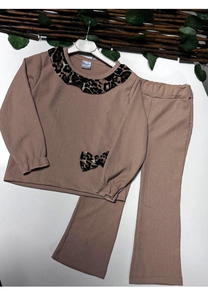 Leopar Yaka Kurdeleli Bürümcük Ispanyol Paça Ikili Takım