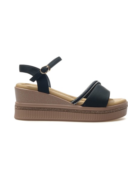 Kadın Dolgu Topuklu Taş Detaylı Günlük Sandalet 25Y 25Y399-3 Z