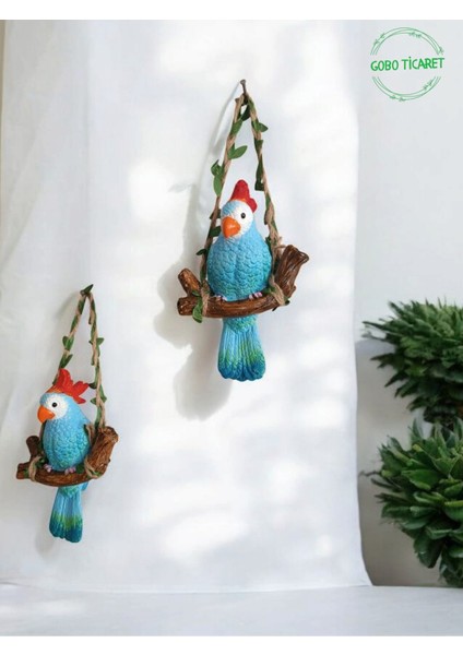 Goboticaret 3 Adet Dekoratif Sallanan Duvar ve Bahçe Süsü Kuş Biblo Farklı Renk Seçenekleri 13*9 cm