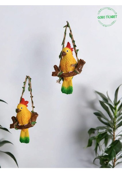 Goboticaret 3 Adet Dekoratif Sallanan Duvar ve Bahçe Süsü Kuş Biblo Farklı Renk Seçenekleri 13*9 cm