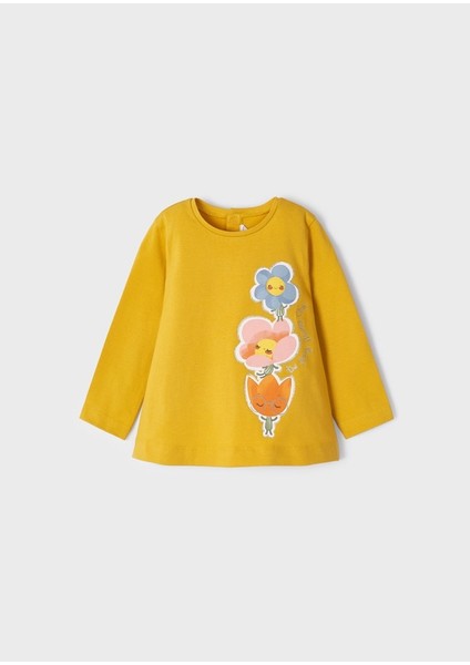 Kız Bebek Uzun Kol Baskılı Tişört 2098