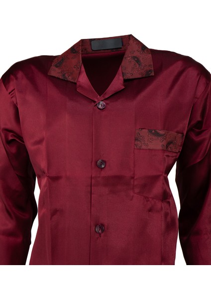 Erkek Şık Klasik Model Pijama Takımı Premium Saten Kumaş Eşsiz Model Cepli Tam Kalıp