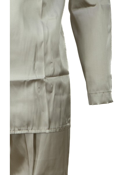Erkek Şık Klasik Model Pijama Takımı Premium Saten Kumaş Kuvartz Model Cepli Tam Kalıp