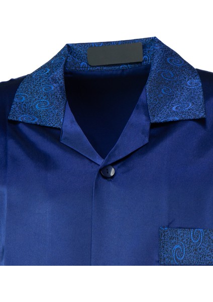 Erkek Şık Klasik Model Pijama Takımı Premium Saten Kumaş Fermo Model Cepli Tam Kalıp