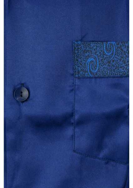 Erkek Şık Klasik Model Pijama Takımı Premium Saten Kumaş Fermo Model Cepli Tam Kalıp