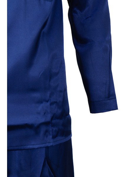 Erkek Şık Klasik Model Pijama Takımı Premium Saten Kumaş Fermo Model Cepli Tam Kalıp