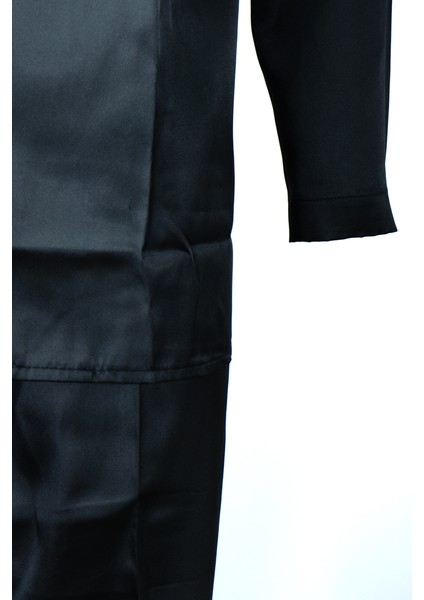 Erkek Şık Klasik Model Pijama Takımı Premium Saten Kumaş Kuvartz Model Cepli Tam Kalıp