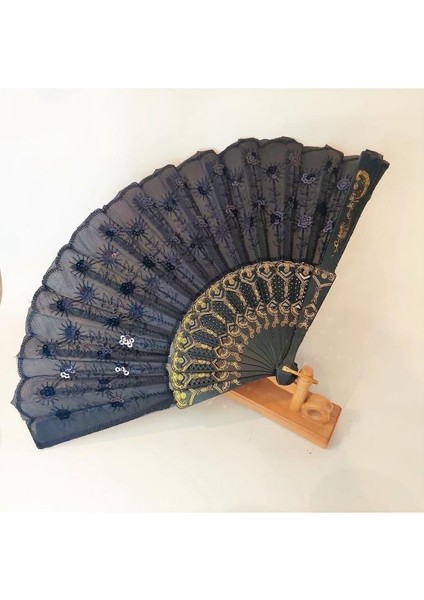 Yelpaze - Şık Siyah Pullu Yelpaze modelleri
