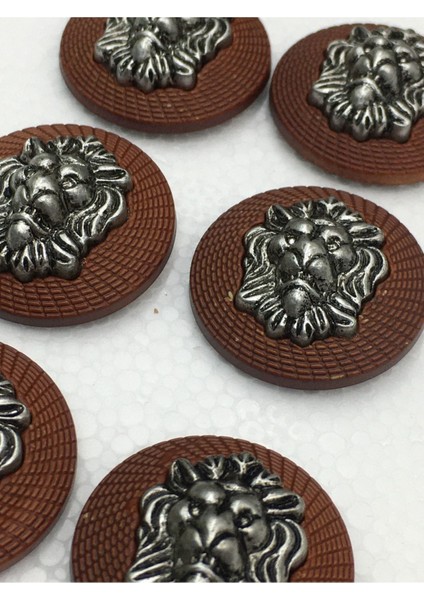 Trençkot Düğmesi Takımı Aslan Model Taba 6 Lı Set 2,5 Cm