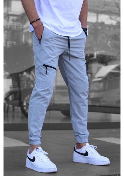 Boyalı Gri Fermuar Detaylı Paraşüt Jogger Pantolon fiyatları