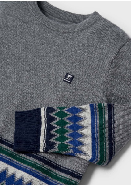 Erkek Çocuk Jakarlı Örme Kazak 4387 modelleri