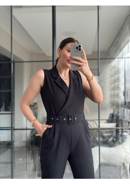 Kruvaze Yaka Kemerli Kadın Tulum modelleri