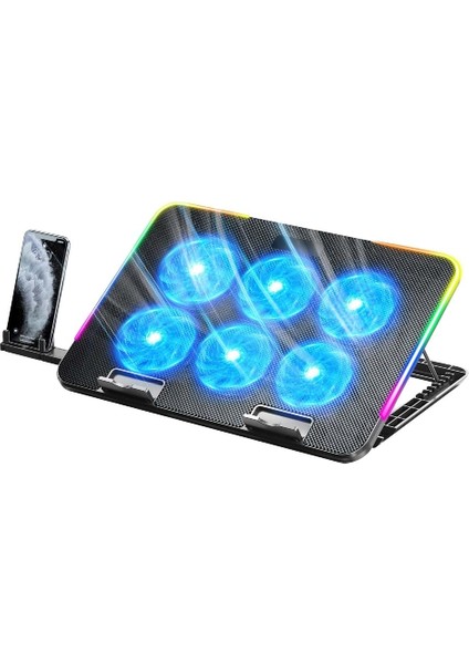 C-885 Laptop Soğutucu Telefon Standlı 6 LED Fanlı